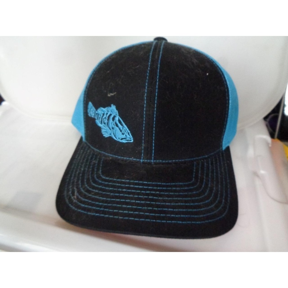 Pacific Headgear Blue Fish Trucker Baseball Cap Hat Embroidered Snap Back